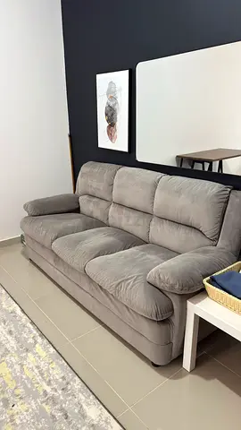 Comfortable 3-Seater Grey Fabric Sofa - Good Condition