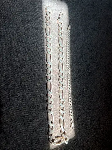 925 Pure Silver mens chain and matching bracelet - excellent preowned condition