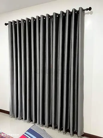 Dark Grey Eyelet Curtains - Set of Thick Blockout Panels