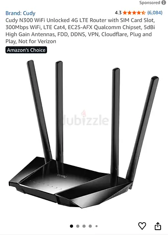 Cudy N300 4G LTE WiFi Router with SIM Slot and 4 Antennas