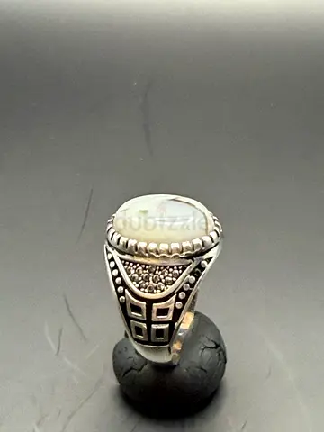 Sterling vintage Silver Mens Ring with Moonstone Center