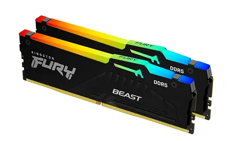 Kingston Fury Beast RGB 64GB ( 2 x 32 ) DDR5 Desktop Memory, 5600MT/s Speed CL40