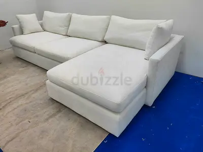 Crate and barrel white color lshape sofa for sale