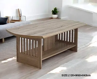 Wooden Coffee Table with Lower Shelf - 120x60x43cm
