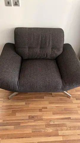 Designer Single seat sofa - Single Grey Fabric Armchair with Metal Legs - Moving out sale.