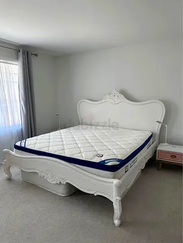 White Ornate King Bed Frame  - Good Condition
