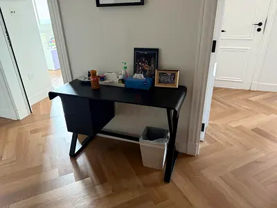 Black contemporary office desk with storage drawers