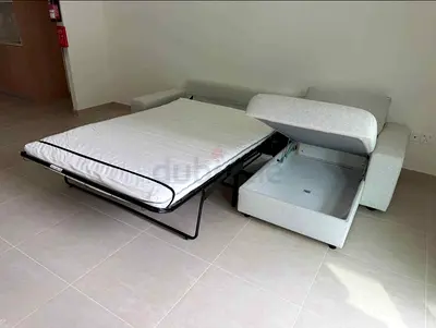 Light grey 3-seater sofa bed with storage - good condition