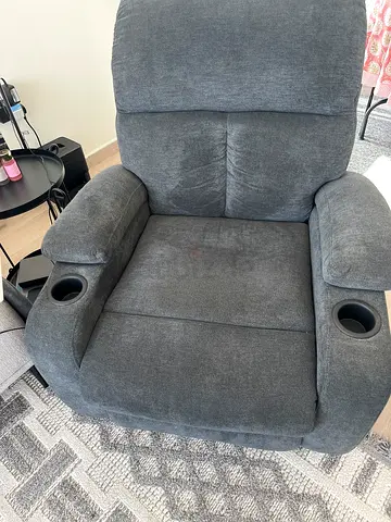 Grey Recliner Armchair with Cup Holders - Good Condition