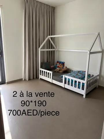 White Kids House Frame Bed - 90x190cm (700 AED) 2 available