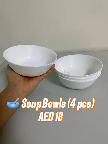 Set of 4 White Ceramic Soup Bowls