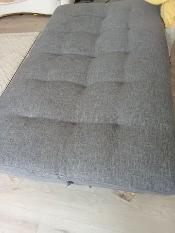 Grey Fabric Futon/Sofa Bed — Single/Small Double, Good Condition