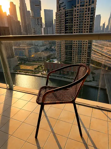 Woven Rattan Bistro Chair - Dark Brown, Good Condition