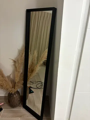 Full-length Black Framed Leaning Mirror - Modern Floor Mirror