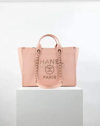 Authentic Chanel Deauville Large Pink Tote Bag