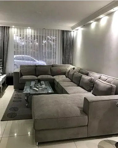 Large L-shaped Grey Sectional Sofa - Good Condition