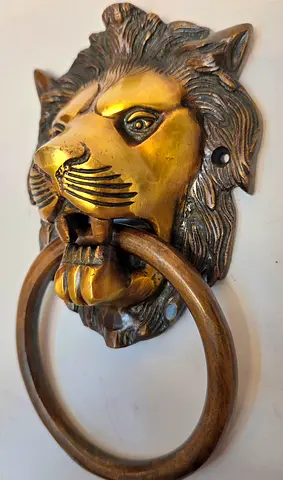 Rare vintage brass lion door knocker for sale