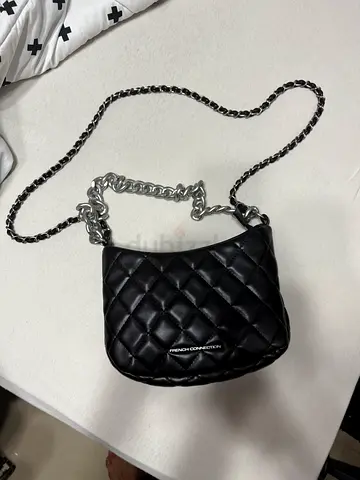 Black Quilted Crossbody Bag with Chain Strap