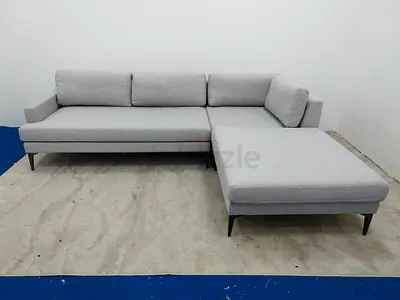 West elm model andes linen gray lshape sofa