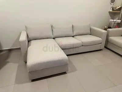 IKEA Vimle Light grey L-shaped 3-seater sofa with storage chaise