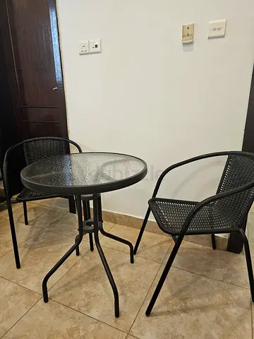 Glass Top Bistro Table with Two Chairs