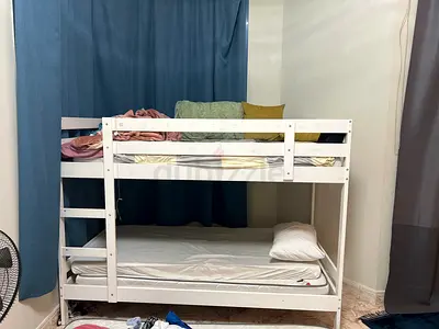 White Wooden Bunk Bed - Solid Frame with Ladder ikea, bought last year late 2025