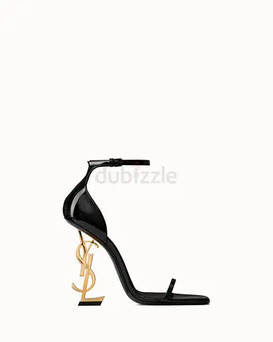 YSL Black Patent Leather Heel with Gold Logo Stiletto Size 36 to 42