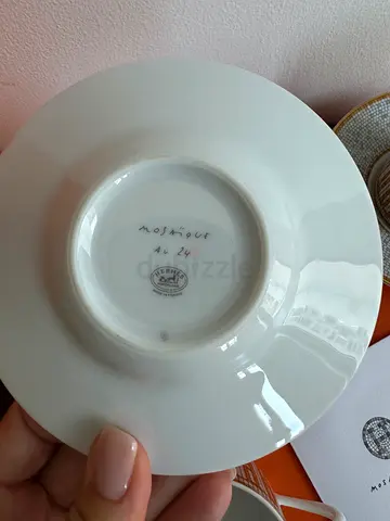 Hermes Mosaïque ,White Ceramic Saucers and Espresso cups -Very Good Condition.
