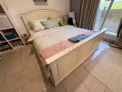 IKEA White Wooden Double Bed Frame with Mattress - Classic Design, Good Condition