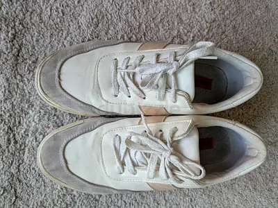 Used white womens sneakers light pink and grey - London Rebel, size 40, to be washed