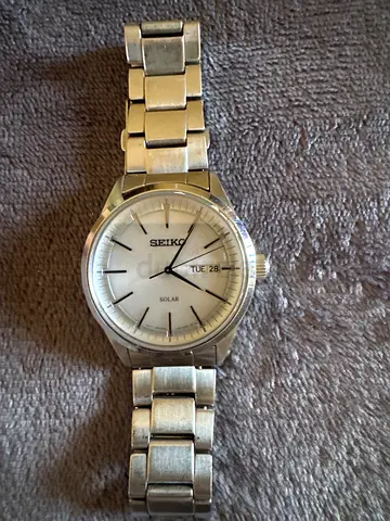 Seiko Solar Mens Stainless Steel Watch - Silver, Day/Date