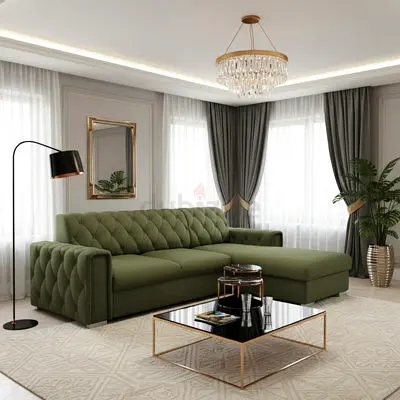 Modern olive green 4 seater sectional sofa