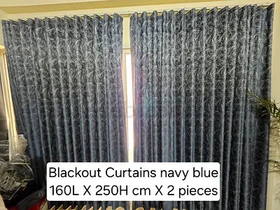 Navy Blue Blackout Curtains - 160W x 250H cm (Set of 2)