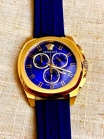 Authentic Versace Gold men watch Sunburst blue dial omega longines rado iwc ap swatch nautilus seiko