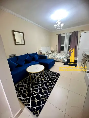 فرصة ذهبية أفخم استوديو مفروش بالكامل للإيجار الشهري في ابراج الياسمين الجرف 2– عجمان ✨