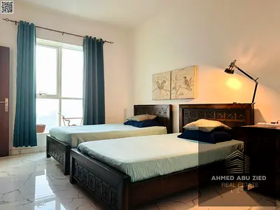 شقة غرفة وصالة مفروشة بالكامل للإيجار السنوي في أبراج الواحة، إطلالة على الخور، باركن مجاني، طابق مرتفع