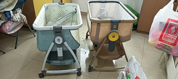 Pair of bedside bassinets / portable cradles - well kept