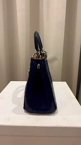 Navy Blue Ostrich Leather Handbag