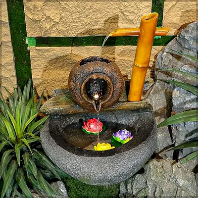 Relaxing Bamboo Yatai Water Fountain including Waterfall  Light (Indoor use only)