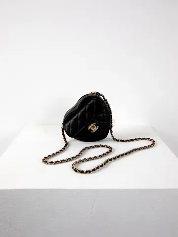 Authentic Chanel Black Heart Bag in Small Size