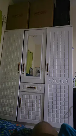 White 4-Door Wardrobe with Mirror - Good Condition