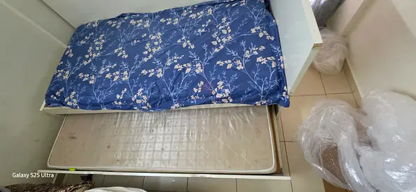 Single white bed frame with trundle and mattress included