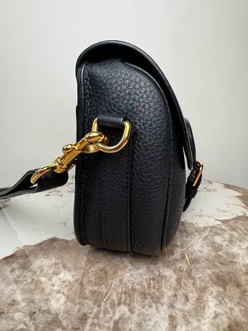Black leather crossbody Dior Bobby Medium Bag in Black Calfskin with gold hardware