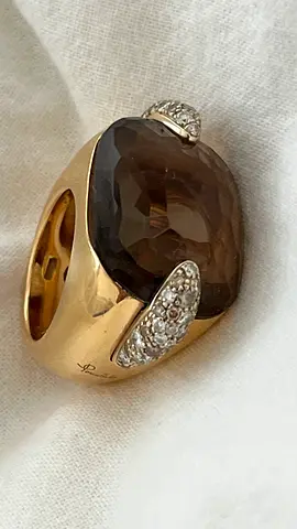 Pomellato Pin Up ring in rose gold, smoked quartz and diamonds