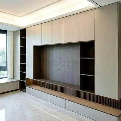 Custom Built-in Wall Entertainment Cabinet with Shelving