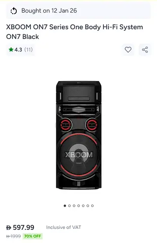 LG XBOOM ON7 One Body Hi-Fi Speaker System - Black