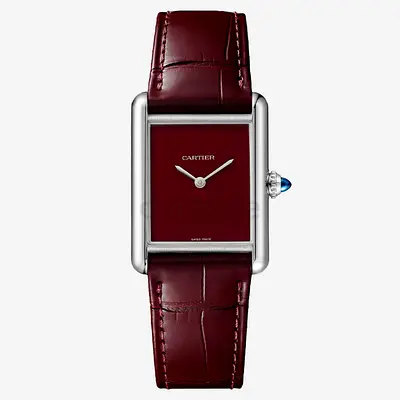 Cartier Tank Must Burgundy Dial Leather Strap