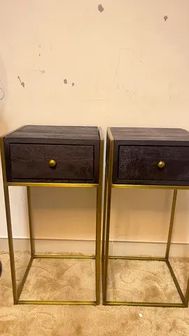Luxury Black Mango Wood Bedside Table / Side Table ✨