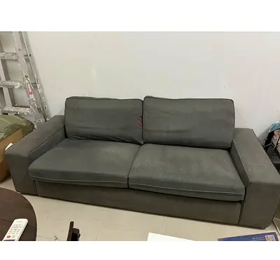 3-Seater Grey Fabric Sofa — Good Condition