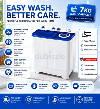 Star Track Twin Tub Washing Machine 7KG – Semi Automatic Spin Dry Lint Filter SW-700B1-TK (White)